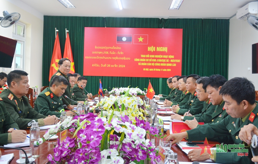 Đoàn cán bộ Công đoàn Quân đội nhân dân Lào trao đổi kinh nghiệm hoạt động tại Kho J106