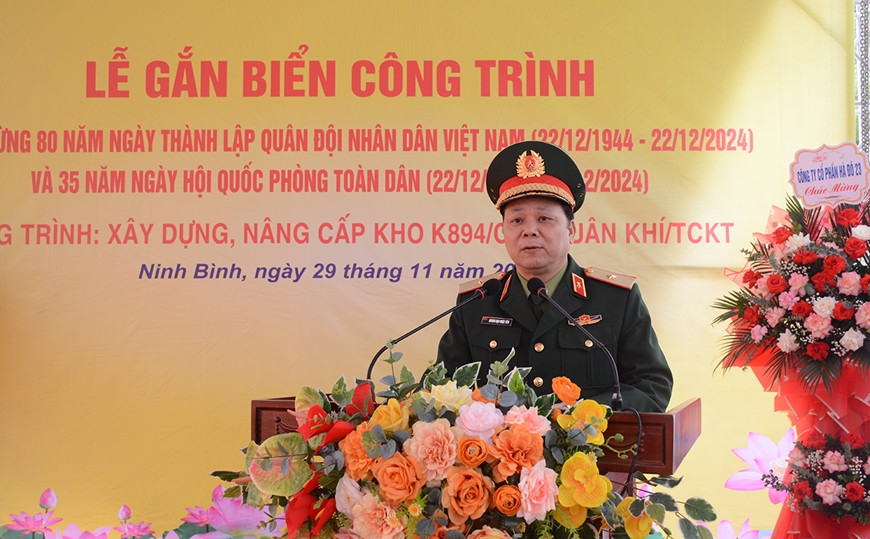 Tổng cục Kỹ thuật gắn biển công trình chào mừng 80 năm Ngày thành lập Quân đội nhân dân Việt Nam