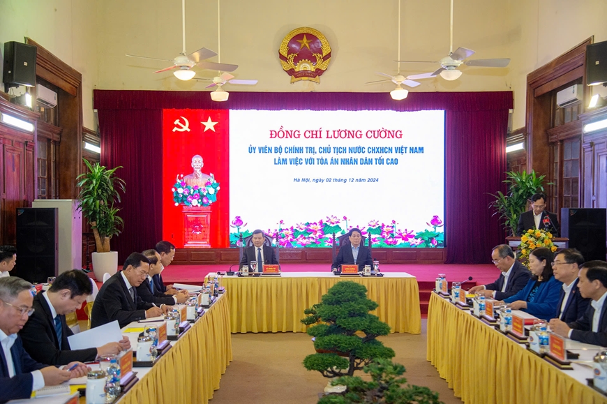 Chủ tịch nước Lương Cường làm việc với Tòa án nhân dân tối cao