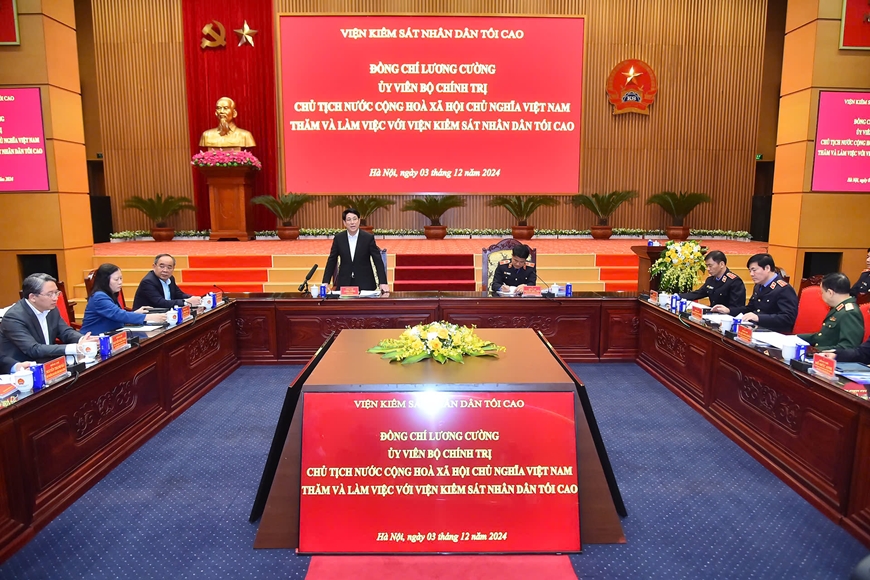 Chủ tịch nước Lương Cường thăm và làm việc với Viện Kiểm sát nhân dân tối cao