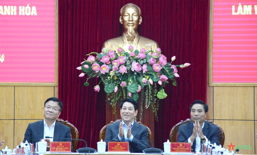 Chủ tịch nước Lương Cường làm việc với Ban Thường vụ Tỉnh ủy Thanh Hóa