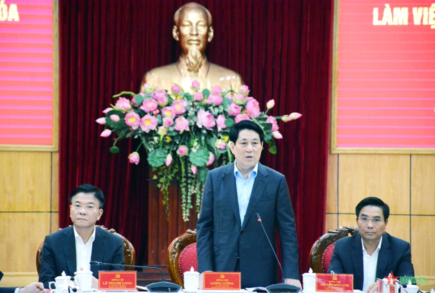 Chủ tịch nước Lương Cường làm việc với Ban Thường vụ Tỉnh ủy Thanh Hóa