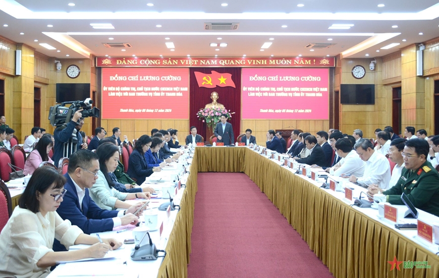 Chủ tịch nước Lương Cường làm việc với Ban Thường vụ Tỉnh ủy Thanh Hóa