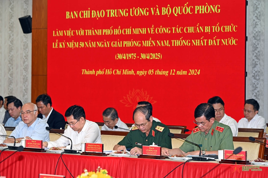 Ban chỉ đạo Trung ương và Bộ Quốc phòng làm việc với TP Hồ Chí Minh về kỷ niệm 50 năm Ngày giải phóng miền Nam