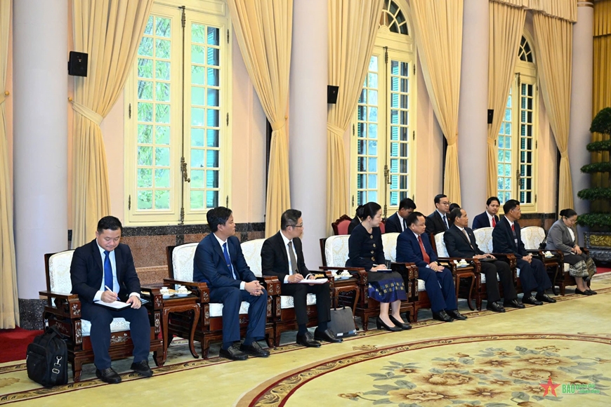 Chủ tịch nước Lương Cường tiếp Thường trực Ban Bí thư, Phó chủ tịch nước Lào Bounthong Chitmany
