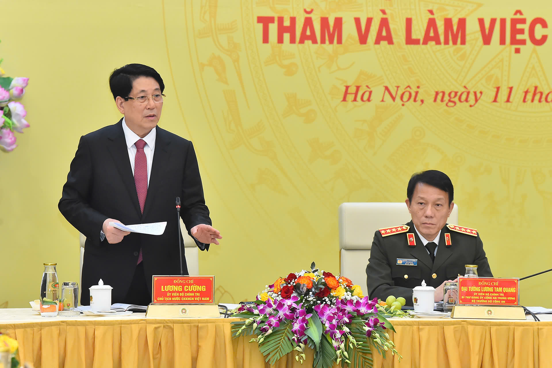 Chủ tịch nước Lương Cường thăm và làm việc với Bộ Công an