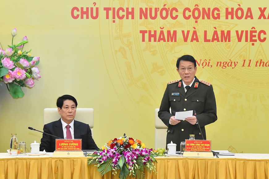 Chủ tịch nước Lương Cường thăm và làm việc với Bộ Công an
