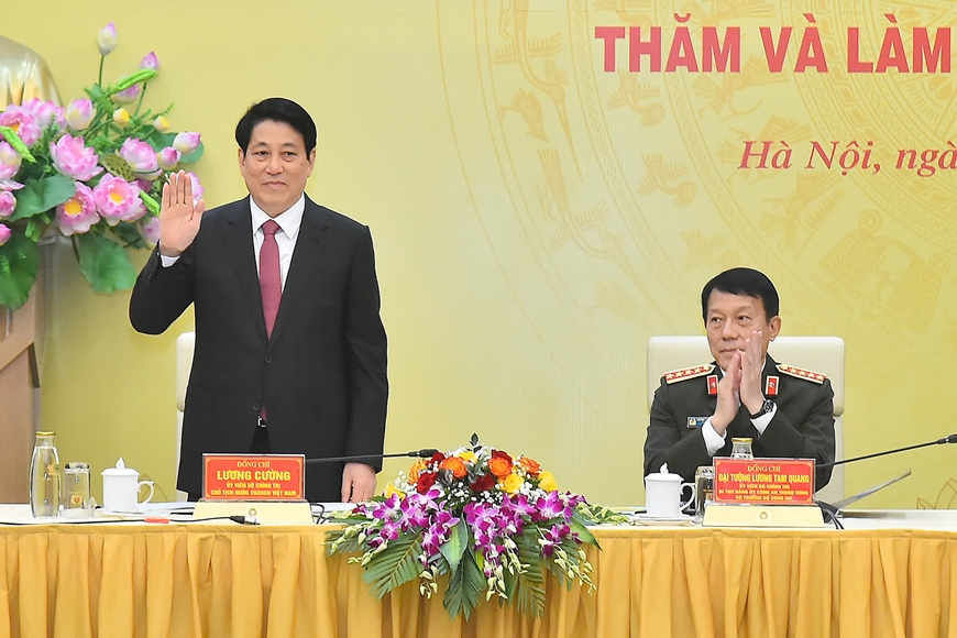 Chủ tịch nước Lương Cường thăm và làm việc với Bộ Công an