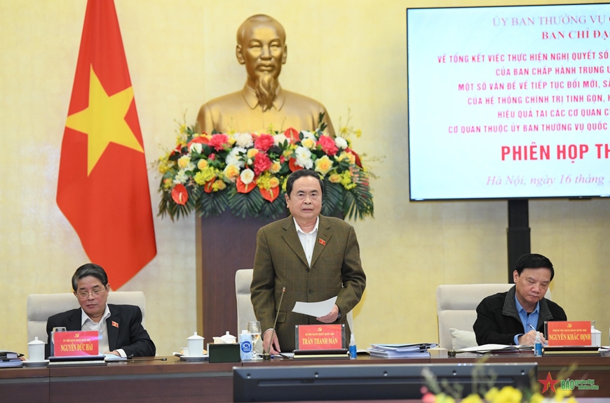 Chủ tịch Quốc hội Trần Thanh Mẫn chủ trì Phiên họp thứ hai Ban Chỉ đạo về tổng kết thực hiện Nghị quyết số 18-NQ/TW tại Quốc hội