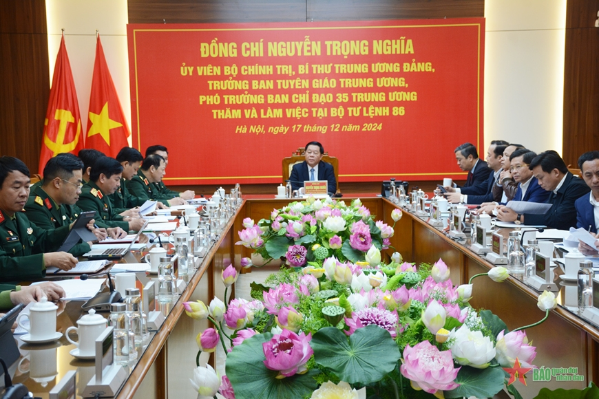 Trưởng Ban Tuyên giáo Trung ương thăm và làm việc tại Bộ tư lệnh 86