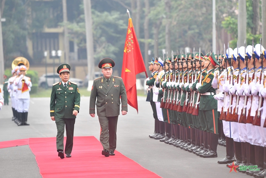 Đại tướng Phan Văn Giang chủ trì lễ đón Bộ trưởng Bộ Quốc phòng Belarus