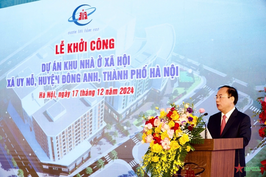 Thượng tướng Vũ Hải Sản dự lễ khởi công Dự án khu nhà ở xã hội tại xã Uy Nỗ, huyện Đông Anh