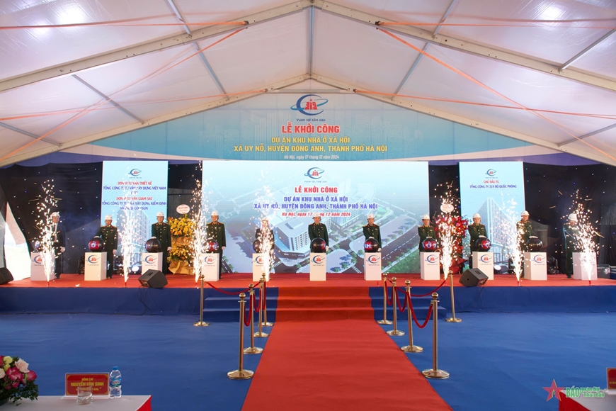 Thượng tướng Vũ Hải Sản dự lễ khởi công Dự án khu nhà ở xã hội tại xã Uy Nỗ, huyện Đông Anh
