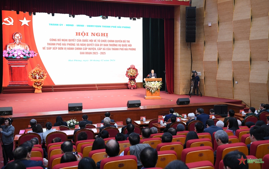 Chủ tịch Quốc hội dự Hội nghị công bố Nghị quyết của Quốc hội về tổ chức chính quyền đô thị thành phố Hải Phòng