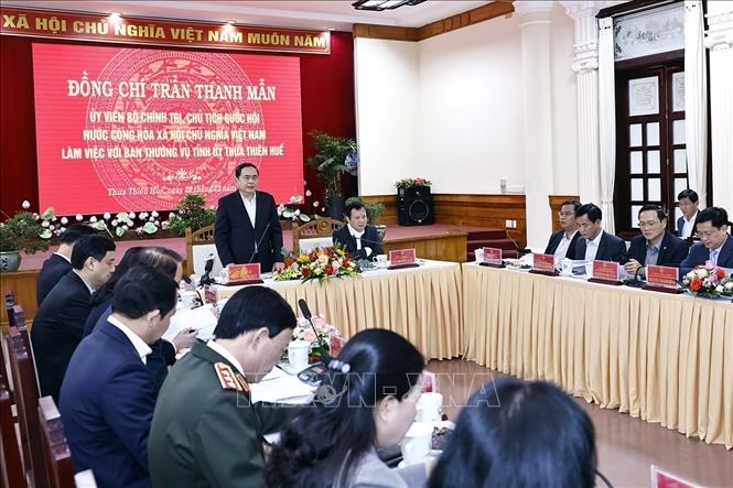 Chủ tịch Quốc hội Trần Thanh Mẫn làm việc với Ban Thường vụ Tỉnh ủy Thừa Thiên Huế