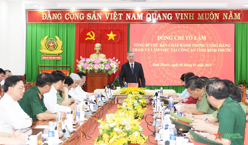 Tổng Bí thư Tô Lâm làm việc với Công an tỉnh Bình Phước