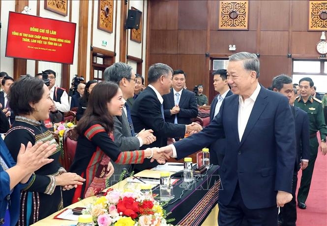 Tổng Bí thư Tô Lâm làm việc với cán bộ chủ chốt của tỉnh Gia Lai