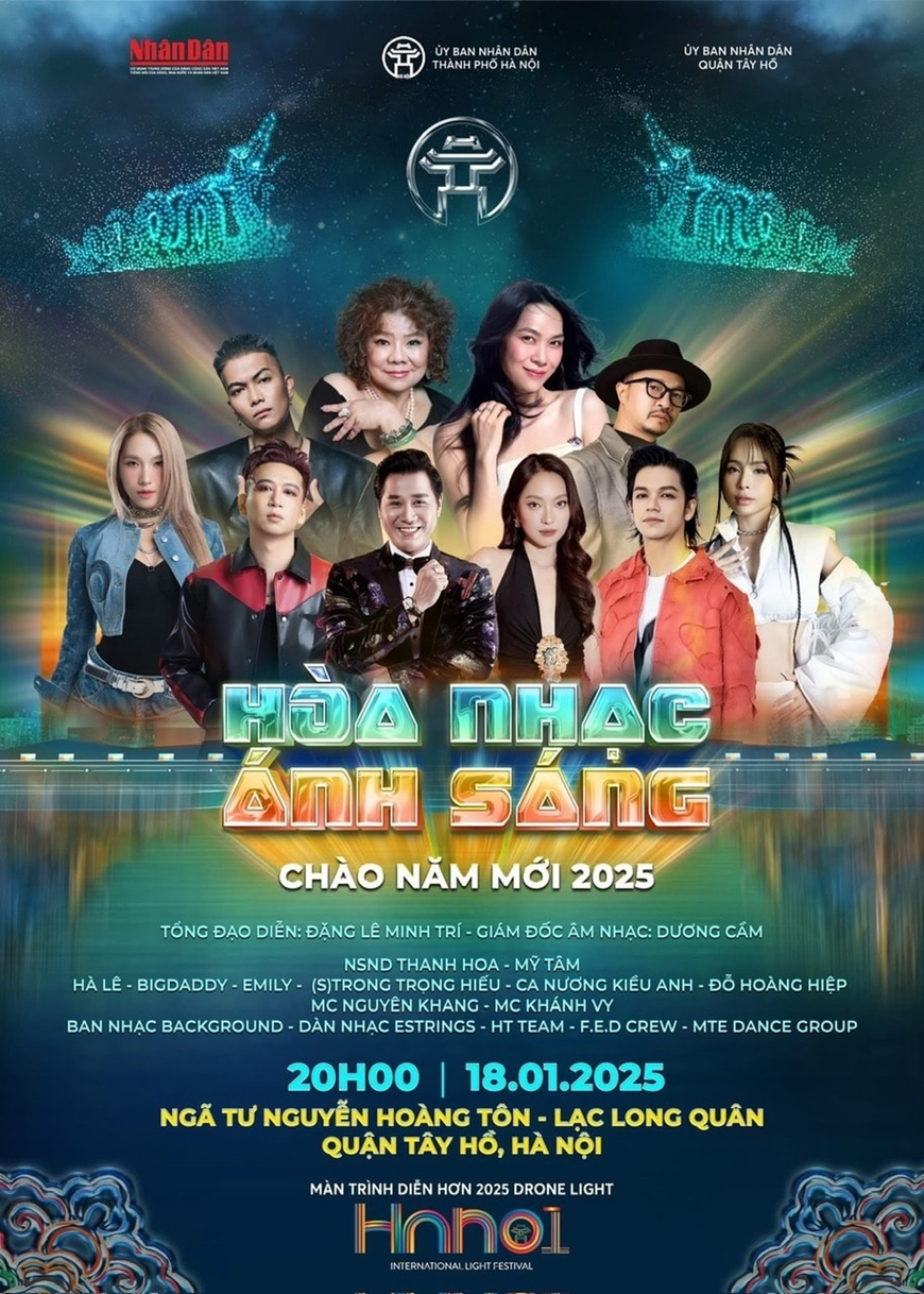 Nhiều nghệ sĩ nổi tiếng biểu diễn tại chương trình Hòa nhạc ánh sáng - Chào năm mới 2025