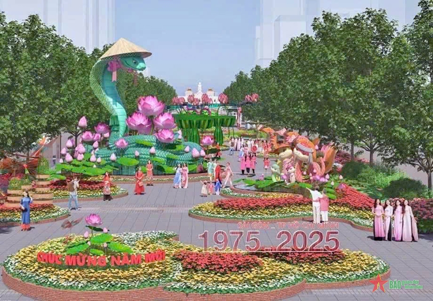Đường hoa Nguyễn Huệ 2025 “Non sông gấm hoa, vui xuân thái hòa”