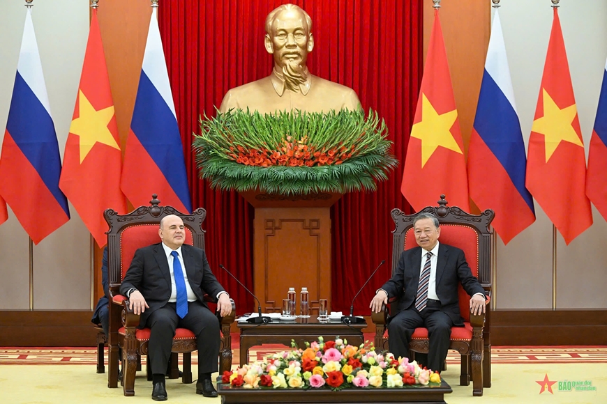 Tổng Bí thư Tô Lâm tiếp Thủ tướng Liên bang Nga Mikhail Mishustin