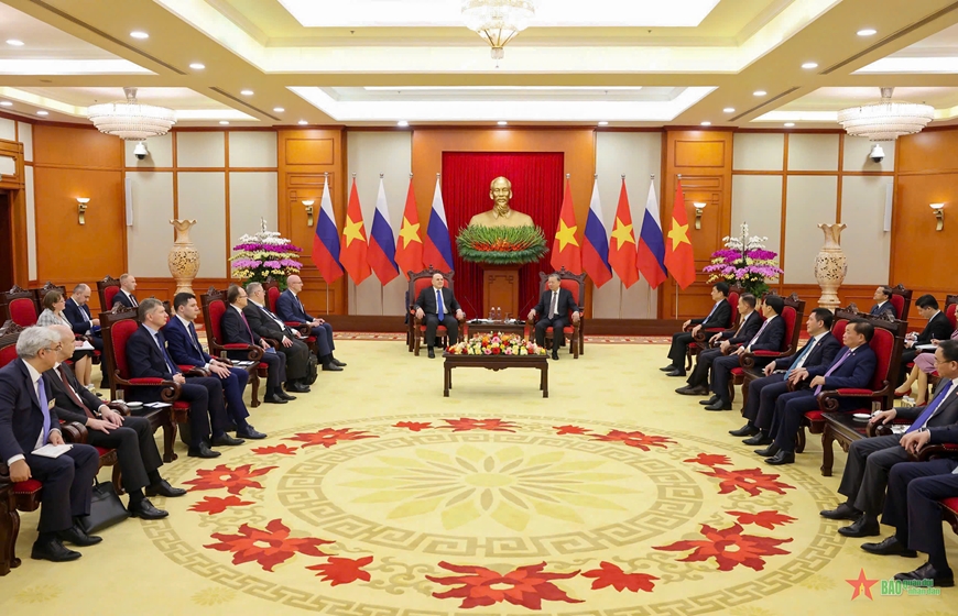 Tổng Bí thư Tô Lâm tiếp Thủ tướng Liên bang Nga Mikhail Mishustin