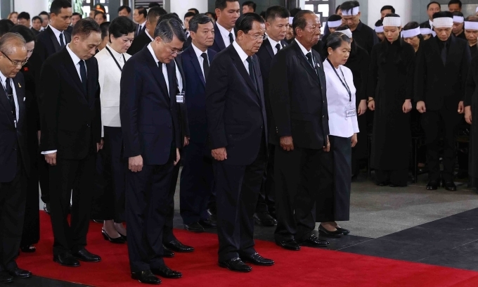 Đoàn Campuchia do Samdech Techo Hun Sen làm trưởng đoàn, viếng Tổng Bí thư Nguyễn Phú Trọng. Ảnh: TTXVN