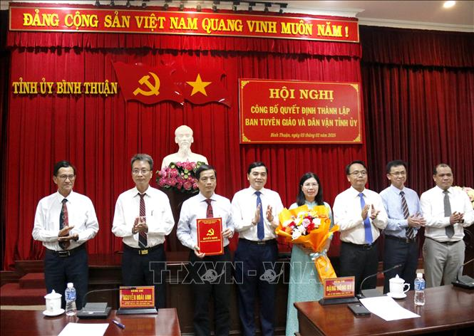 Thành lập Ban Tuyên giáo và Dân vận Tỉnh ủy các tỉnh Bình Thuận, Vĩnh Long, Quảng Nam