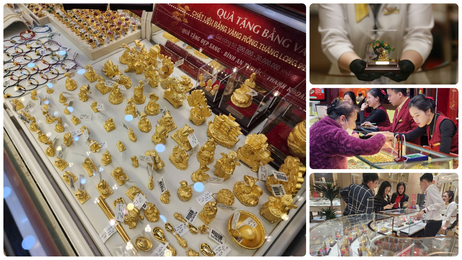 Người dân xếp hàng chờ giao dịch vàng trước ngày vía Thần Tài