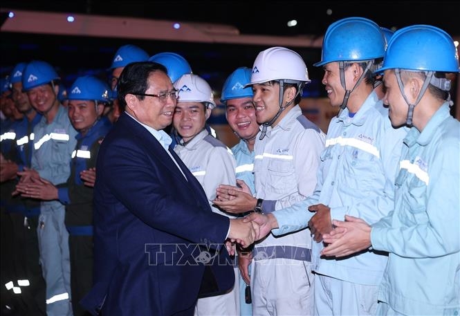 Thủ tướng Phạm Minh Chính thăm Khu liên hợp gang thép Hòa Phát Dung Quất