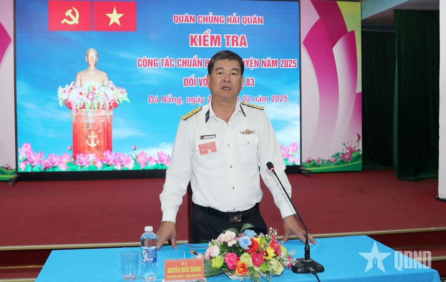 Quân chủng Hải quân kiểm tra công tác chuẩn bị huấn luyện năm 2025 tại Lữ đoàn 83 Công binh Hải quân Quân chủng Hải quân kiểm tra công tác chuẩn bị huấn luyện năm 2025 tại Lữ đoàn 83 Công binh Hải quân