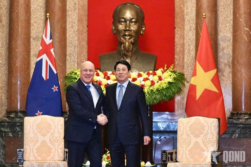 Chủ tịch nước Lương Cường tiếp Thủ tướng New Zealand Christopher Luxon