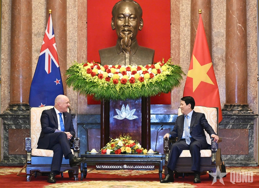 Chủ tịch nước Lương Cường tiếp Thủ tướng New Zealand Christopher Luxon