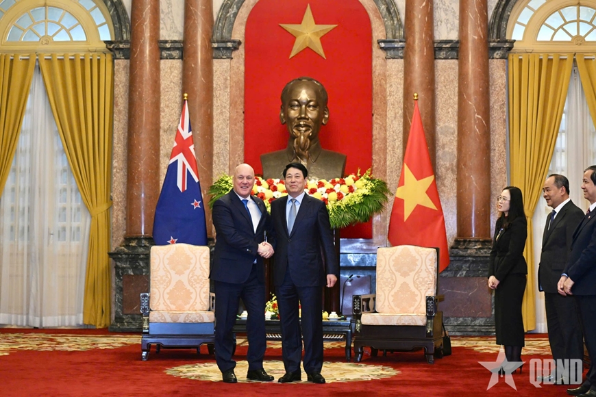 Chủ tịch nước Lương Cường tiếp Thủ tướng New Zealand Christopher Luxon