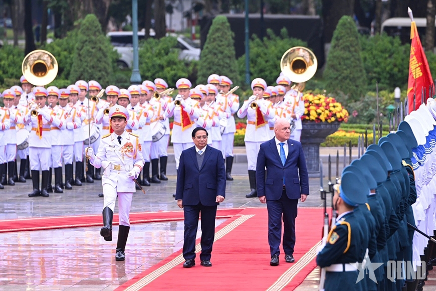 Thủ tướng Phạm Minh Chính chủ trì lễ đón Thủ tướng New Zealand