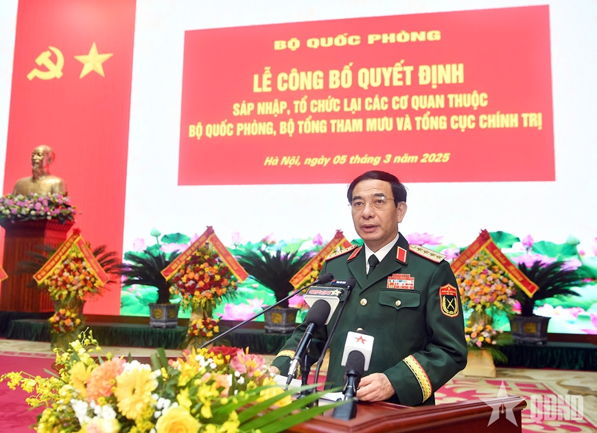 Đại tướng Phan Văn Giang chủ trì Lễ công bố quyết định sáp nhập, tổ chức lại các cơ quan