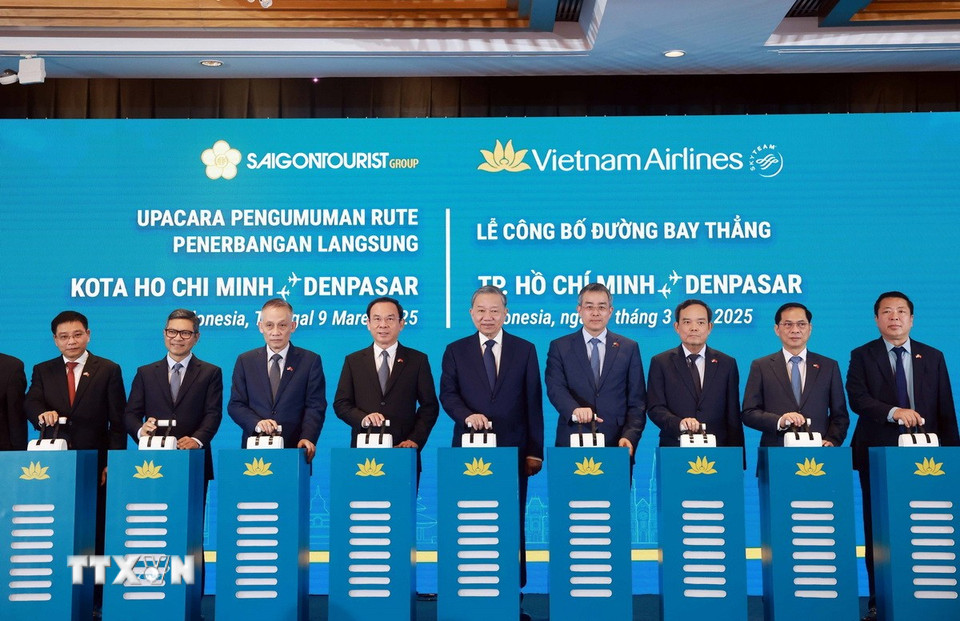 Tổng Bí thư Tô Lâm dự Lễ công bố đường bay thẳng TP Hồ Chí Minh - Denpasar (Indonesia)