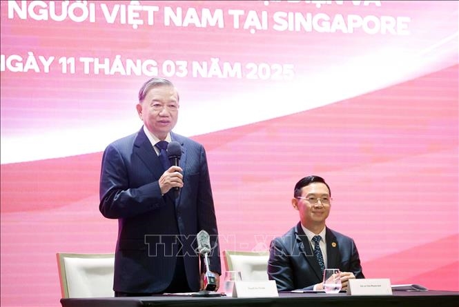 Tổng Bí thư Tô Lâm gặp gỡ cán bộ, nhân viên Đại sứ quán và đại diện cộng đồng người Việt Nam tại Singapore