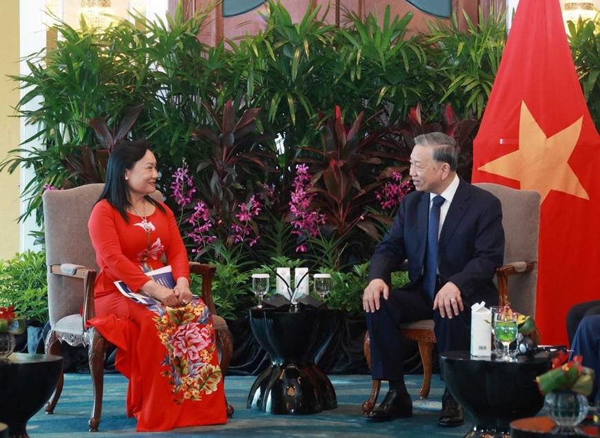 Tổng Bí thư Tô Lâm tiếp các doanh nghiệp tiêu biểu của Singapore