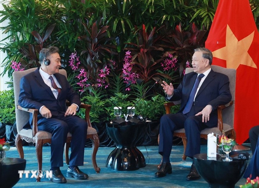 Tổng Bí thư Tô Lâm tiếp các doanh nghiệp tiêu biểu của Singapore