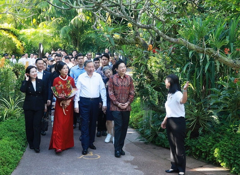 Tổng Bí thư Tô Lâm và Phu nhân dự Lễ đặt tên hoa lan tại Vườn thực vật quốc gia, Singapore