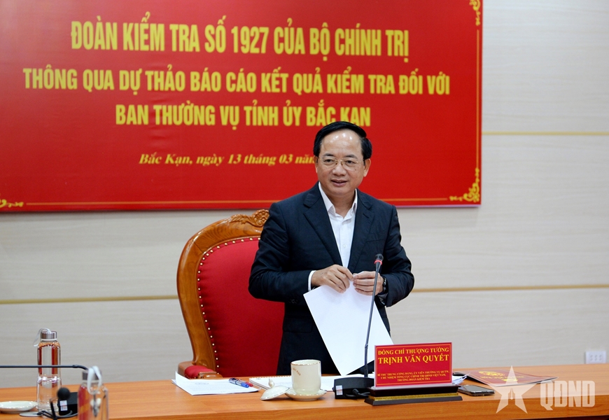 Đoàn kiểm tra của Bộ Chính trị làm việc với Ban Thường vụ Tỉnh ủy Bắc Kạn