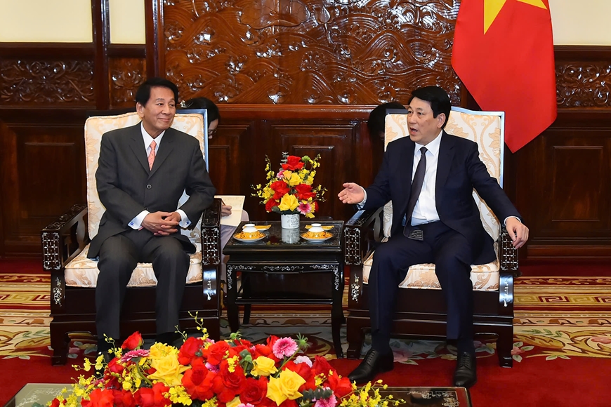 Chủ tịch nước Lương Cường tiếp nguyên Đại sứ đặc biệt Việt Nam - Nhật Bản