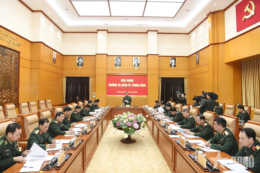 Đại tướng Phan Văn Giang chủ trì Hội nghị Thường vụ Quân ủy Trung ương cho ý kiến vào dự thảo Đề án tổ chức quân sự địa phương
