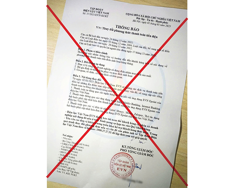 Cảnh báo: Tái diễn văn bản giả mạo ngành điện để lừa đảo khách hàng