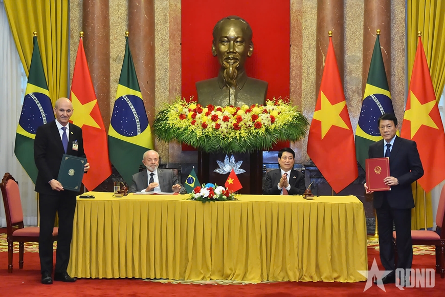 Chủ tịch nước Lương Cường hội đàm với Tổng thống Brazil Luiz Inácio Lula da Silva