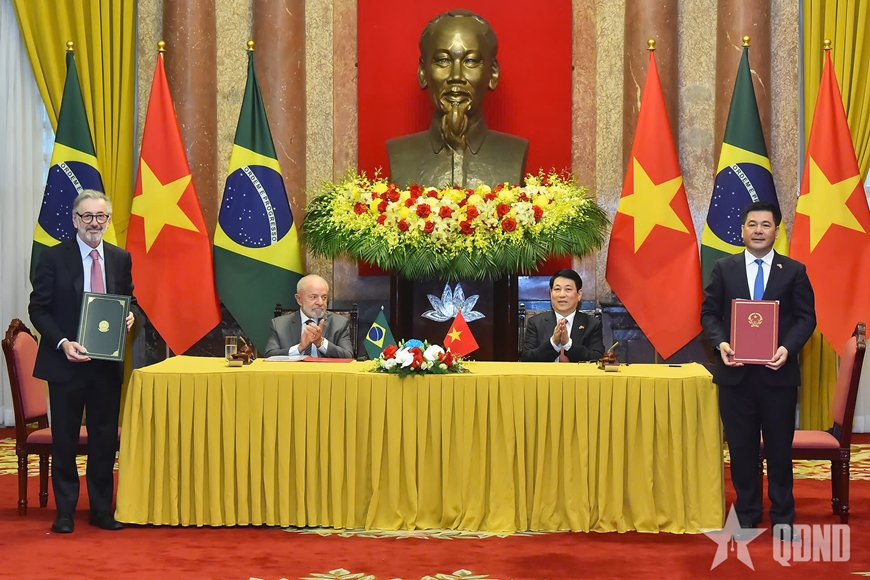Chủ tịch nước Lương Cường hội đàm với Tổng thống Brazil Luiz Inácio Lula da Silva