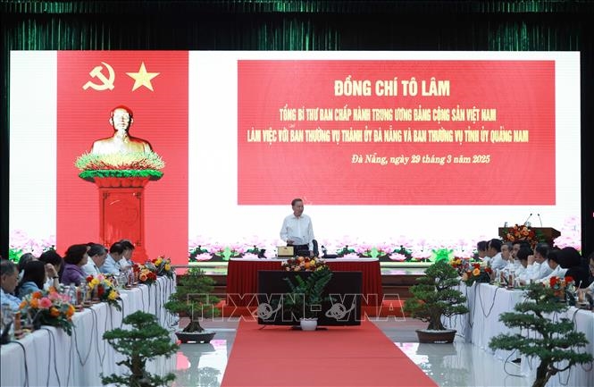 Tổng Bí thư Tô Lâm làm việc với Ban Thường vụ Thành ủy Đà Nẵng và Ban Thường vụ Tỉnh ủy Quảng Nam