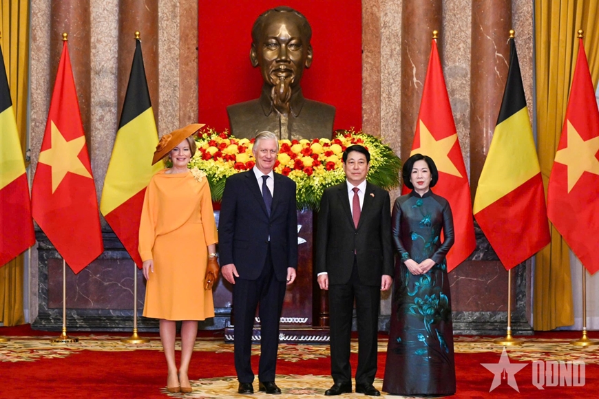 Chủ tịch nước Lương Cường chủ trì Lễ đón cấp Nhà nước Nhà vua Vương quốc Bỉ