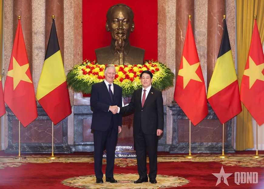 Chủ tịch nước Lương Cường chủ trì Lễ đón cấp Nhà nước Nhà vua Vương quốc Bỉ