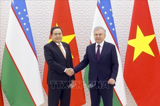 Chủ tịch Quốc hội Trần Thanh Mẫn hội kiến Tổng thống Uzbekistan Shavkat Mirziyoyev